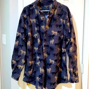 Woolrich Flannel Button Down Men’s Shirt with Wolf Pattern - Size 2XL